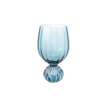 14 oz. Pleated Footed Wine Glass, Blue