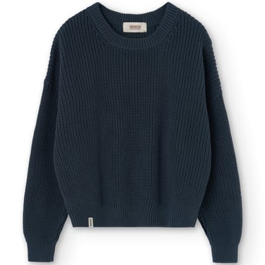 Organic Cotton Knit Sweater - Navy