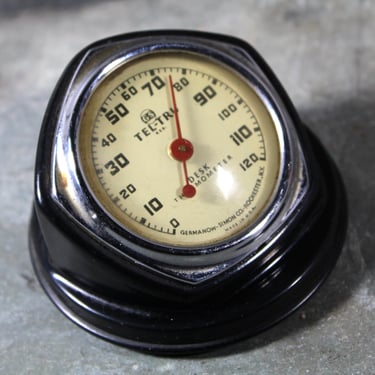 Vintage Tel-Tru Desk Thermometer | Working 1950s/1960s Bakelite Thermometer | Dark Academia Decor | Bixley Shop 