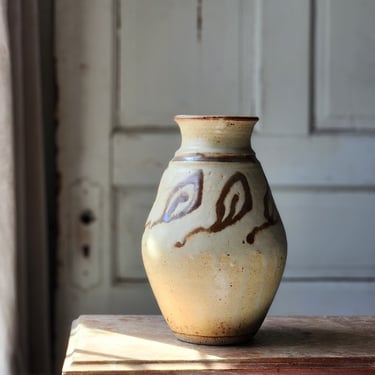 Nancy Pawel signed ceramic pottery vase in earth tones 