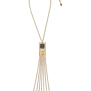 Chloé Metallic Necklace With Claw Clasp Rear Closure And Pendant With Logo Plaque In Brass Woman