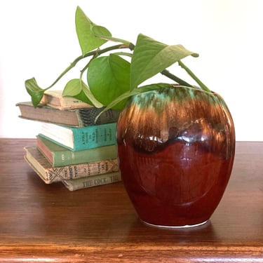 vintage drip glaze vase RRP Co Roseville 1328 brown green MCM decor 