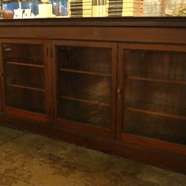 Long Library Bookcase w 4 Glass Doors