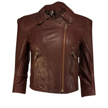 Theyskens' Theory - Burgundy Lamb Leather Moto Jacket Sz P