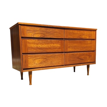 Free Shipping Within Continental US - Vintage Mid Century Modern Dresser Dovetail 6 Drawers Walnut Wood 
