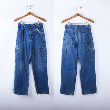 27x29 // 2000s wide leg cargo jeans - skaterwear, streetwear, vintage, y2k 