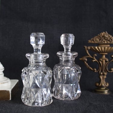 Pair of Antique Model Flint Glass Co  Cologne - Perfume Bottles EAPG 