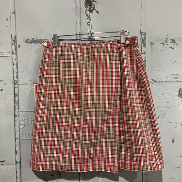 Vintage Eddie Bauer Green and red plaid Skirt Size 10  pencil skirt 