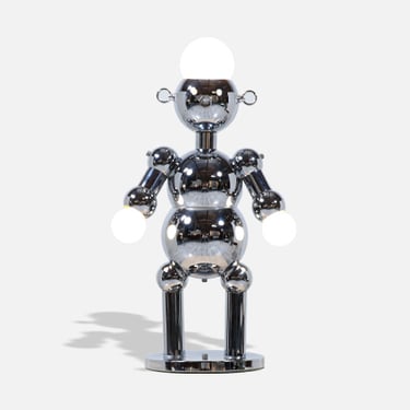 Italian Modern Chrome Robot Sculpture Lamp by Torino
