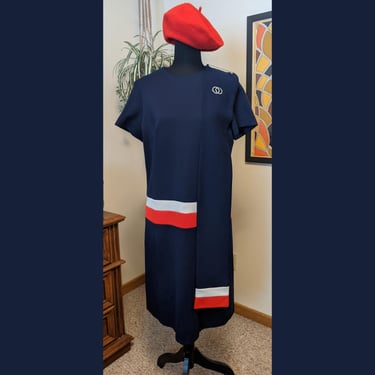 Vintage 1960s Navy, Red & White Ultra Mod 