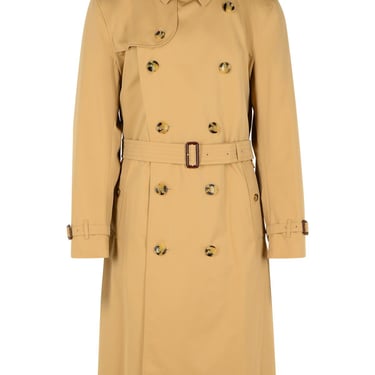 Burberry Long 'Kensington' Beige Cotton Trench Coat Men