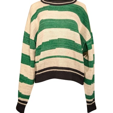 Isabel Marant - Green, Cream, & Black Striped Alpaca Blend Sweater Sz 12