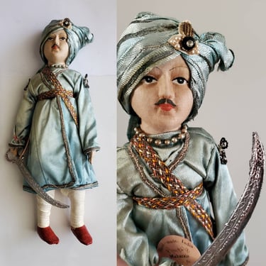 Vintage Handmade Maharaja Doll - Khilowna Brand Doll - Collectible Dolls 12&quot; tall 