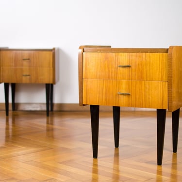 Pair of Nightstands | Retro Modern Nightstand | Mid-century Polished Bedside Table | 60's Furniture | Vintage Yugoslavian Console Tables 