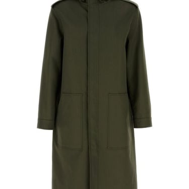 Valentino Garavani Men Army Green Cotton Trench Coat