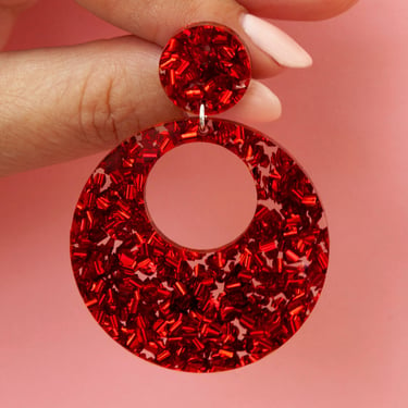 Fox and Doll Eclipse Chunky Red Earrings