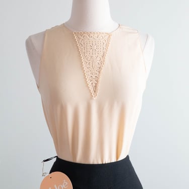 Beautiful Vintage Chloe Silk Shell Top With Lace Inset / Small