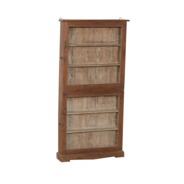 Slim Teak Wood Cabinet with Glass