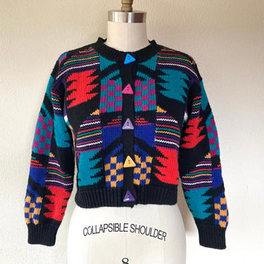 1980’s Bold cropped cardigan sweater 