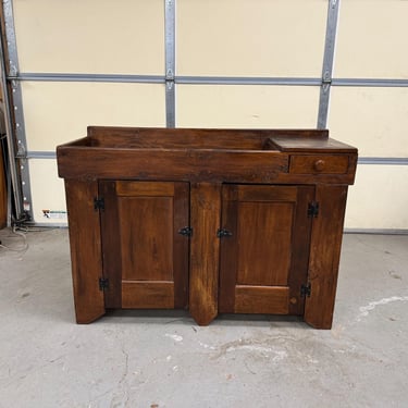 Antique Country Elongated Dry Sink With Random Board Back Circa  Early 1900's 