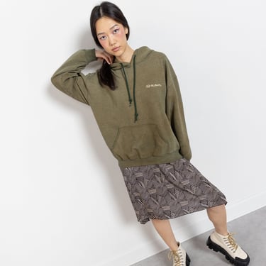 OVERSIZE HOODY SWEATSHIRT Subaru Hooded Green Minimalist Bleached Pullover Vintage / Large 