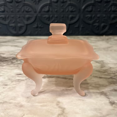 Pink Satin Glass Dish with Lid