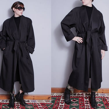 Vintage 1980's | Black | London Fog | Wool | Trench | Overcoat | Coat | L or Oversized 