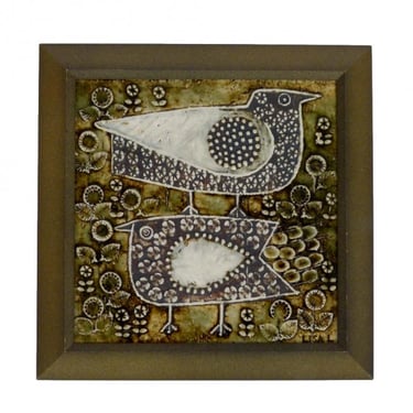 Framed Lisa Larsen "Birds" Art Tile