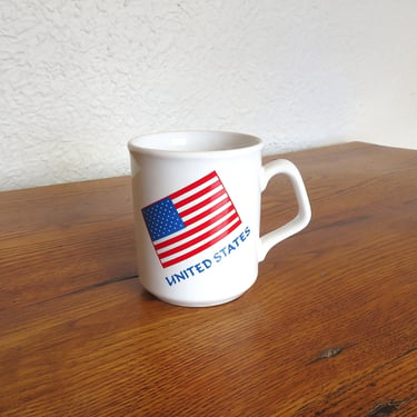 Vintage Coffee Mug United States Flag Land Of The Free Patriotic 