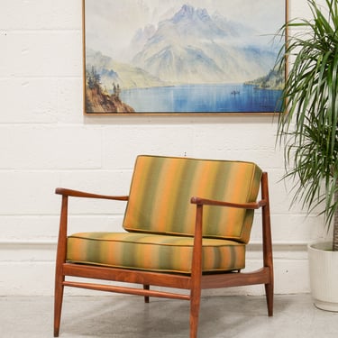 Restored Vintage Danish Modern Lounge Chair Dead-stock Fabric
