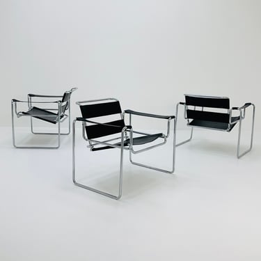 Mid century Black B3 armchair WASSILY style by Marcel Brauer, 1990s Germany 