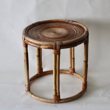 Handcrafted Bamboo Pencil Reed Side Drinks Table Vintage Mid Century 