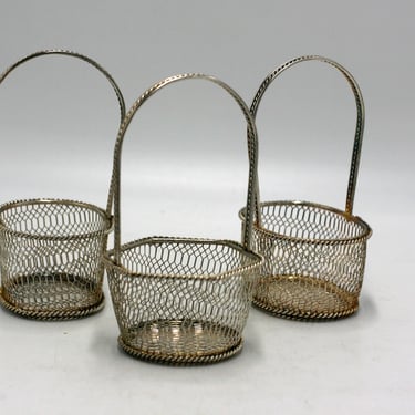 vintage Party Favor Baskets Silver Metal Set of Three 