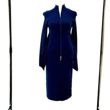Iki Italian Women's Suit in Midnight Blue Sweater Material Size: 44 