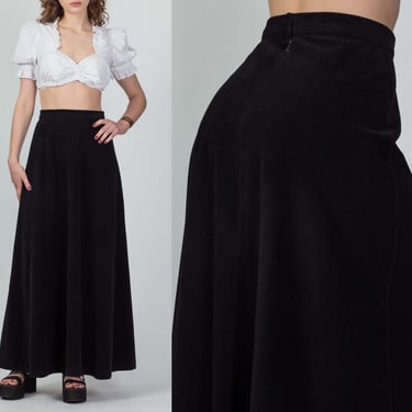 70s Black Vanity Fair Minimalist Maxi Skirt - Small, 26.5