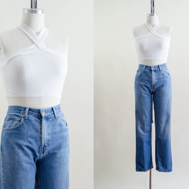 high waisted jeans | 90s vintage men's women's unisex Saddlebred broken in boyfriend relaxed fit baggy faded mom jeans 32x32 