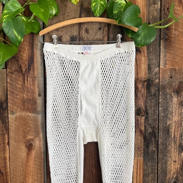 Vintage 70s Scandinavian Knitters Fishnet Thermal Underwear Pants Size S 