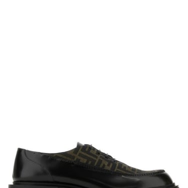 Fendi Man Black Leather Lace-Up Shoes