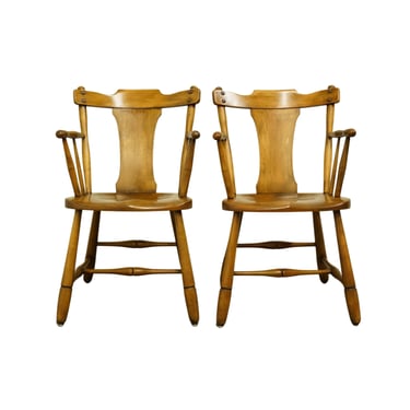 Set of 2 CONANT BALL Solid Hard Rock Maple Pub Style Dining Arm Chairs 1893 