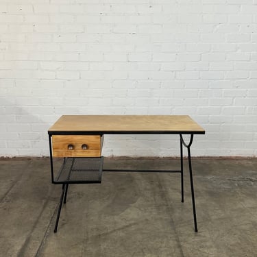 Atomic iron and plywood desk 