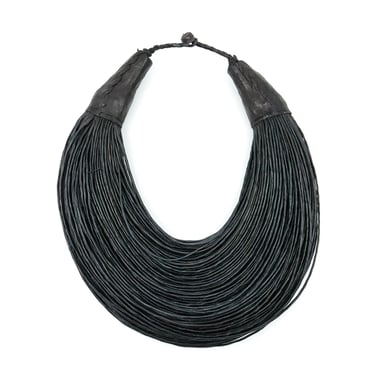 African Leather Bib Necklace
