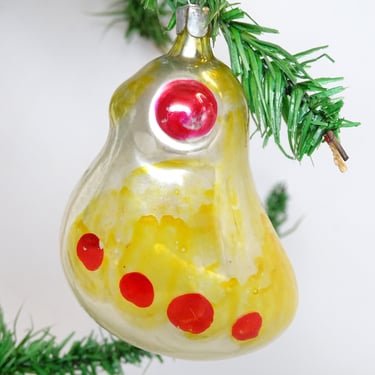 Vintage 1950's Hand Painted Bird Mercury Glass Christmas Tree Ornament, Antique New Year Decor 