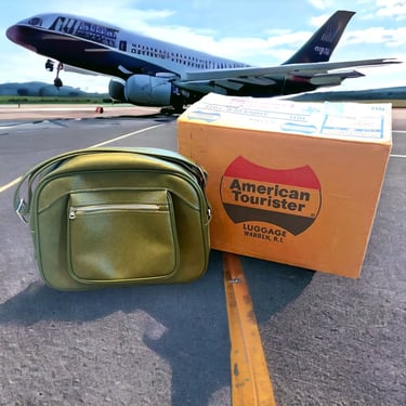 Vintage American Tourister Green Shoulder Tote Bag 1011 with Original Box 