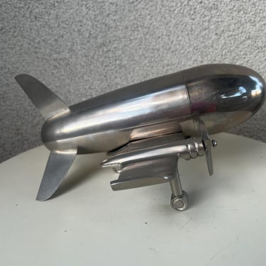 Vintage Kitsch Barware Airplane Martini cocktail Shaker Godinger Silver Art Co. 