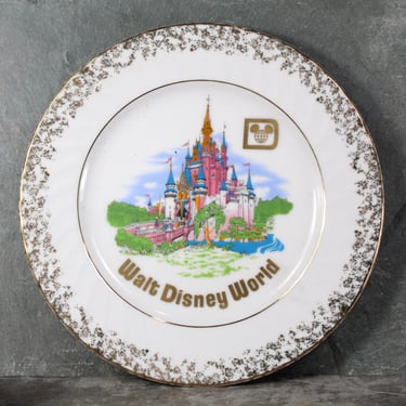 Vintage Walt Disney World Souvenir Plate | Full-Color WDW Cinderella's Castle Plate | Made in Japan | Circa 1970s | Bixley Shop 