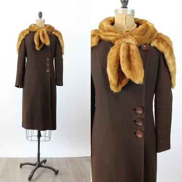 1930s wool FUR cape COLLAR COAT small | new fall 