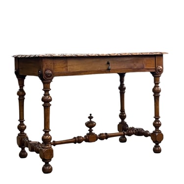 Free Shipping Within Continental US - 19th Century French Baroque Style Fruitwood Console Table or Writing Table 