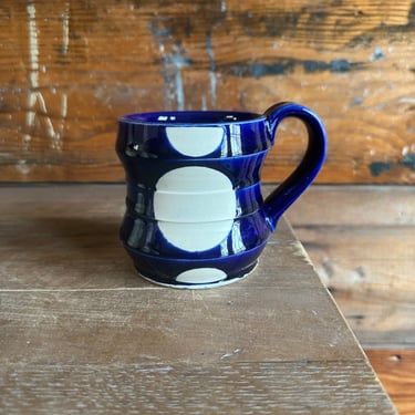 Mug - Blue with White Geometric Patterns 