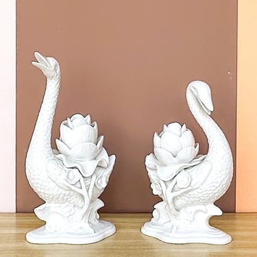 Pair of Fitz and Floyd Swan Candle Holders