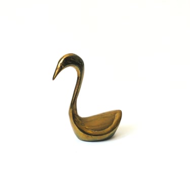 Petite Vintage Brass Swan 